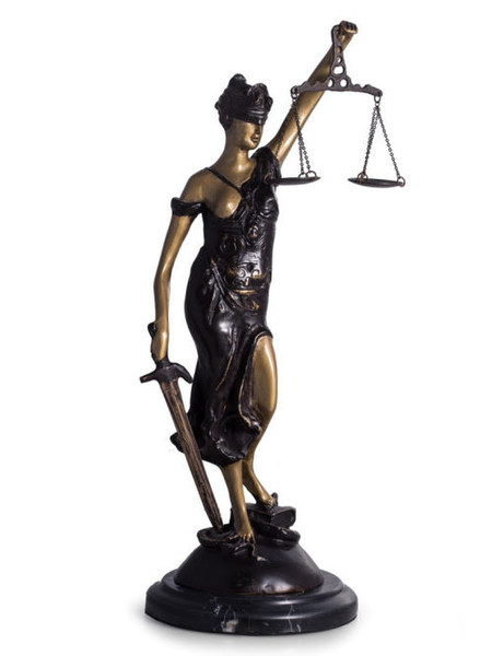 Blind Justice Bronze Lady Statue 16.5" High
